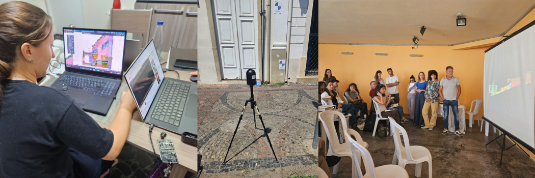 Análise digital dos levantamentos realizados em campo, com visualização dos modelos tridimensionais e revisão das plantas arquitetônicas