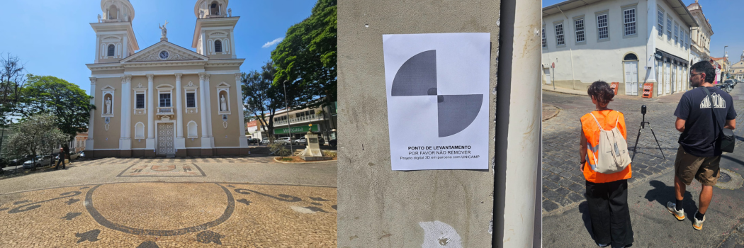 Catedral de Nossa Senhora do Amparo e pontos de levantamento identificados pelo projeto nas áreas tombadas do centro histórico.