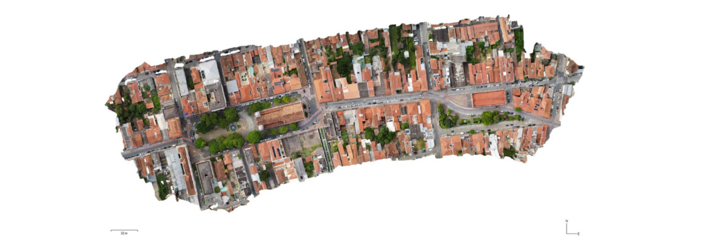 Modelo tridimensional gerado a partir de sobrevoos com drone